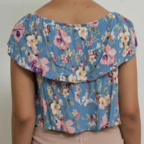 Layered Blue Floral Blouse - Picture 2 of 2